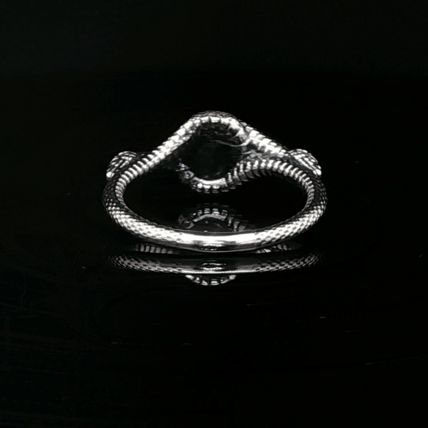 Double Snake Eternity Birthstone Ring - Le Dragon Argenté - 50s snake ring - antique bronze snake ring - birthstone Option