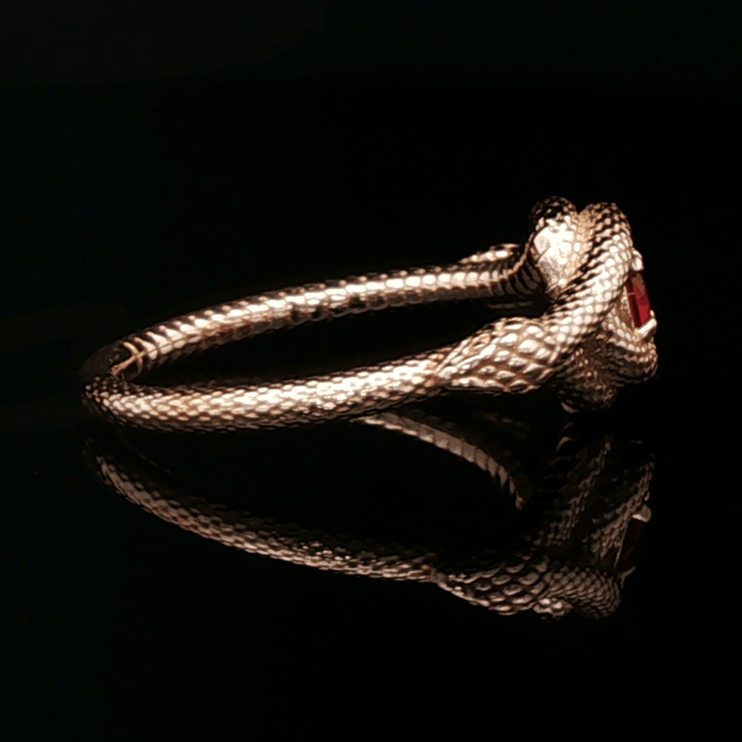 Double Snake Eternity Birthstone Ring - Le Dragon Argenté - 50s snake ring - antique bronze snake ring - birthstone Option