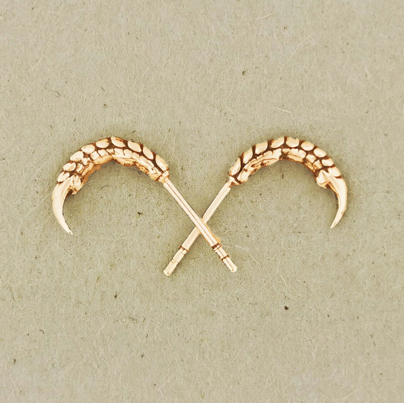 Dragon Claw Stud Earrings In Gold Made To Order - Le Dragon Argenté