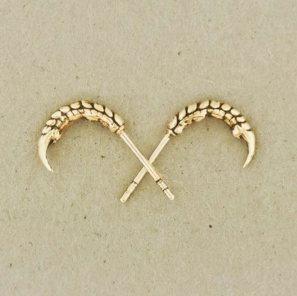 Dragon Claw Stud Earrings In Gold Made To Order - Le Dragon Argenté