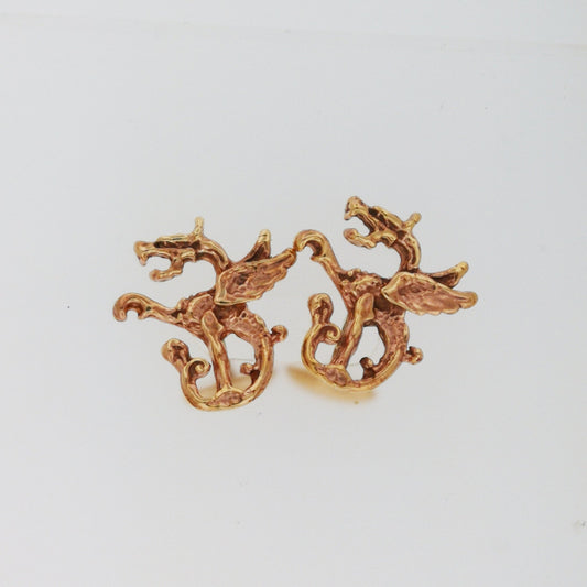 Dragon Cuff Links in Antique Bronze - Le Dragon Argenté