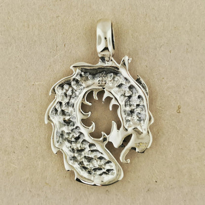 Dragon Head Pendant in Sterling Silver or Antique Bronze - Le Dragon Argenté