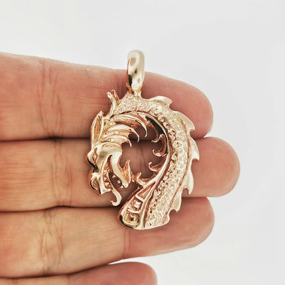 Dragon Head Pendant in Sterling Silver or Antique Bronze - Le Dragon Argenté