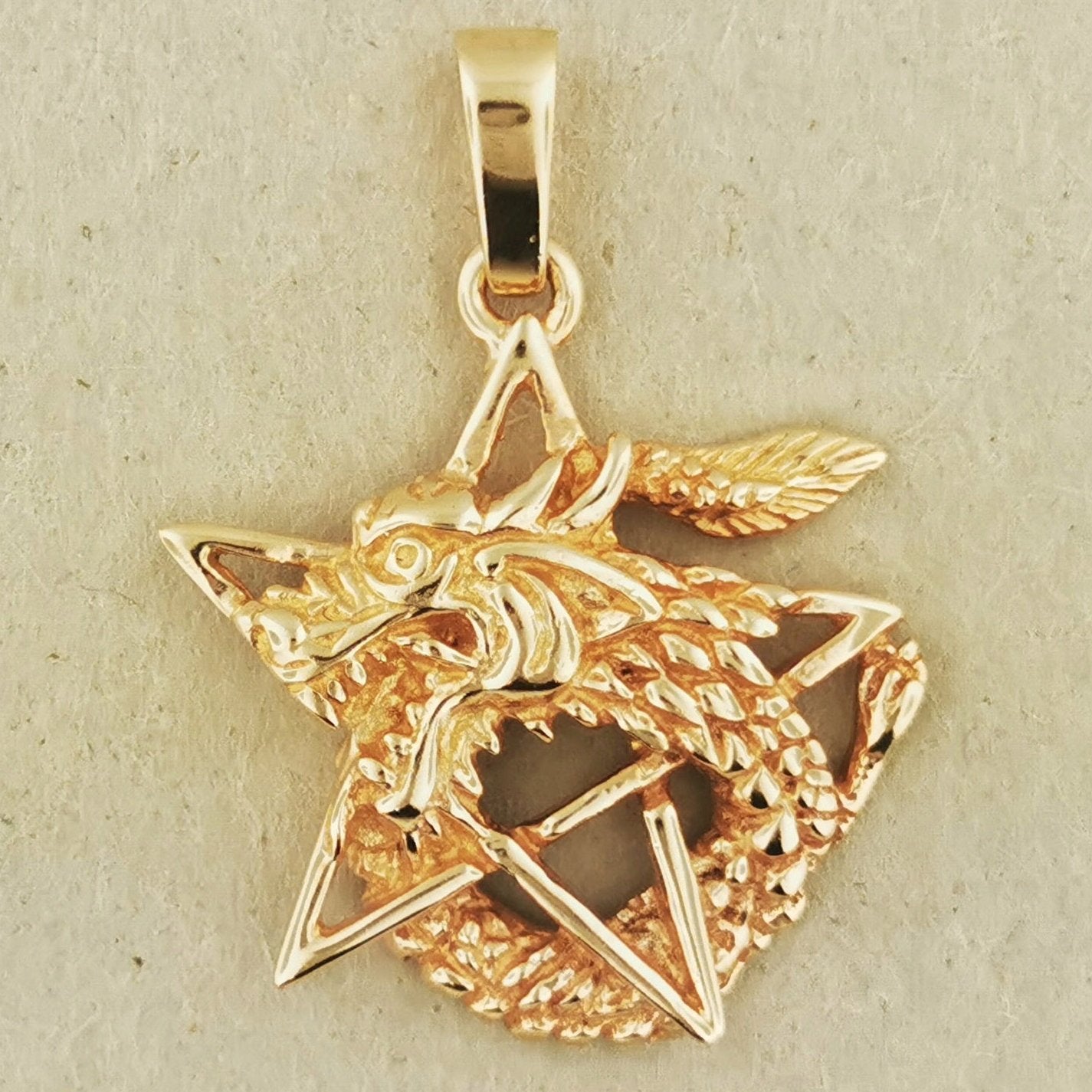 Dragon Pentagram Pendant in Sterling Silver or Antique Bronze - Le Dragon Argenté