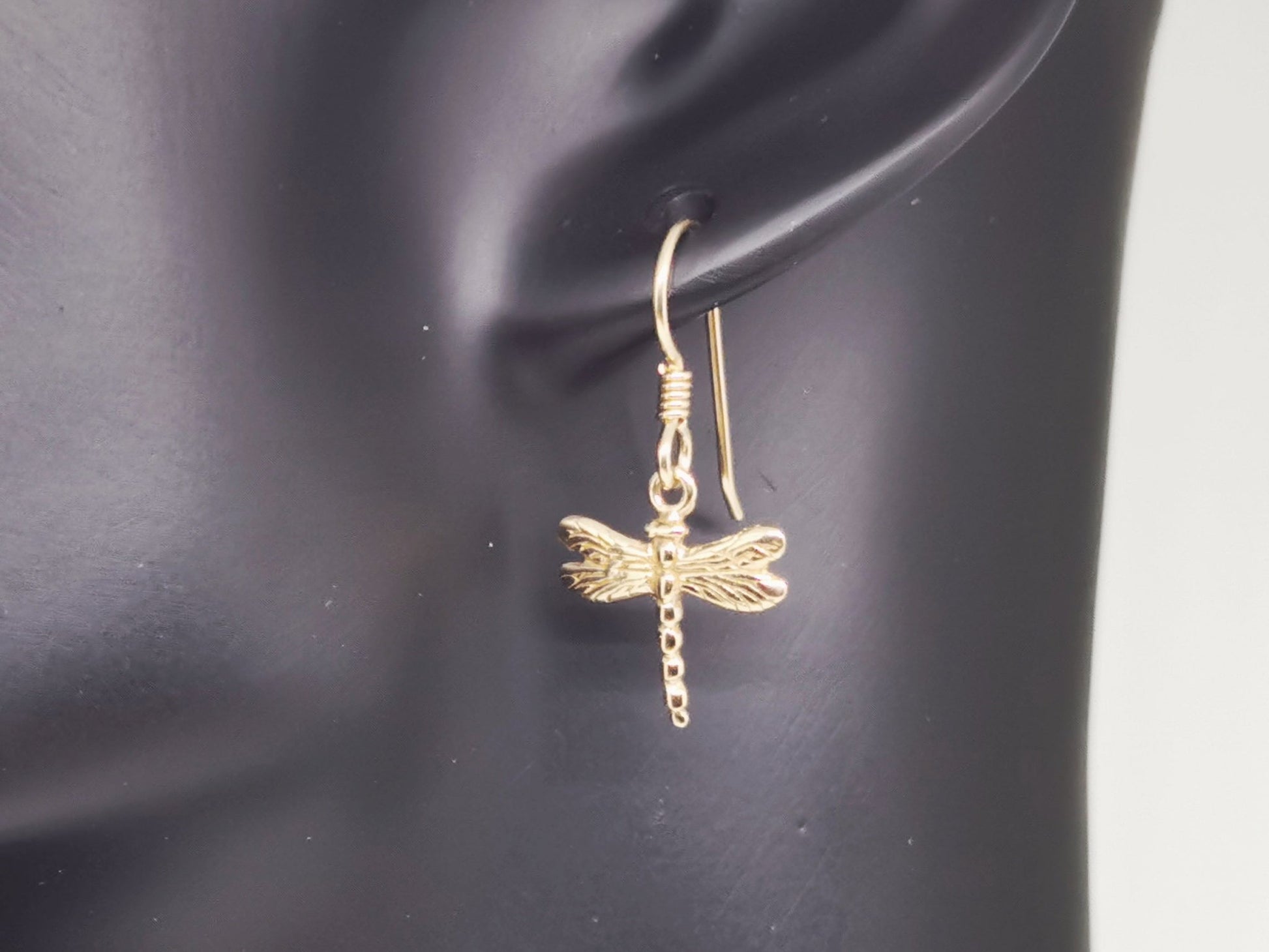 Dragonfly Charm Earrings in Sterling Silver or Antique Bronze - Le Dragon Argenté