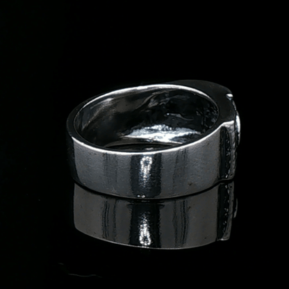 Eagle Head Ring With Gemstone Eye in Sterling Silver - Le Dragon Argenté