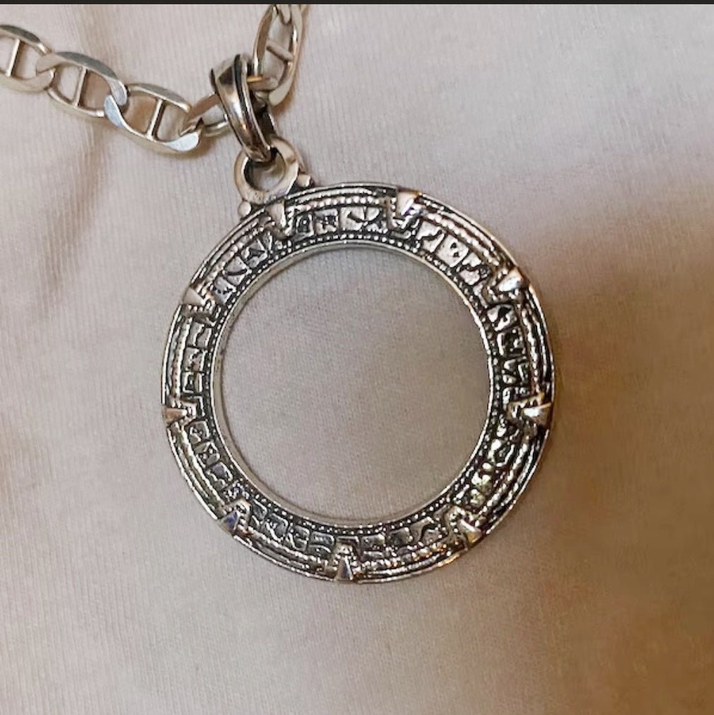 Earth Stargate Pendant in Sterling Silver or Antique Bronze - Le Dragon Argenté