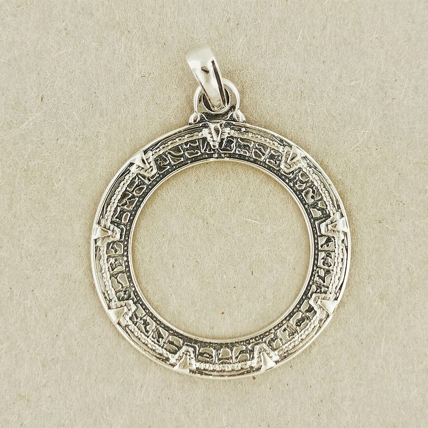 Earth Stargate Pendant in Sterling Silver or Antique Bronze - Le Dragon Argenté