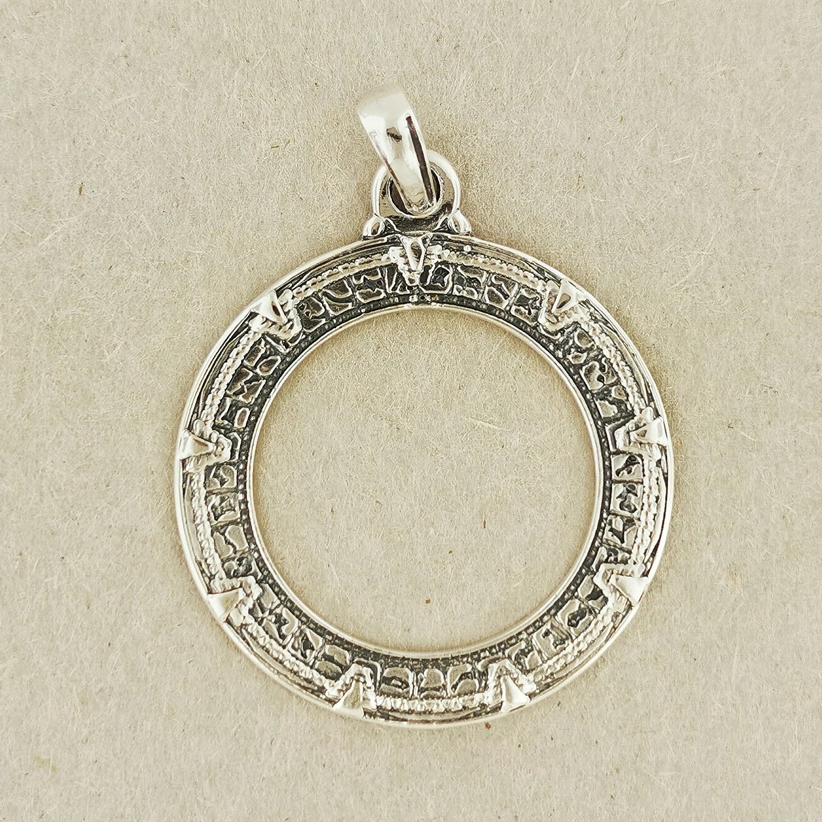 Earth Stargate Pendant in Sterling Silver or Antique Bronze - Le Dragon Argenté