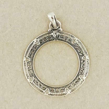 Earth Stargate Pendant in Sterling Silver or Antique Bronze - Le Dragon Argenté