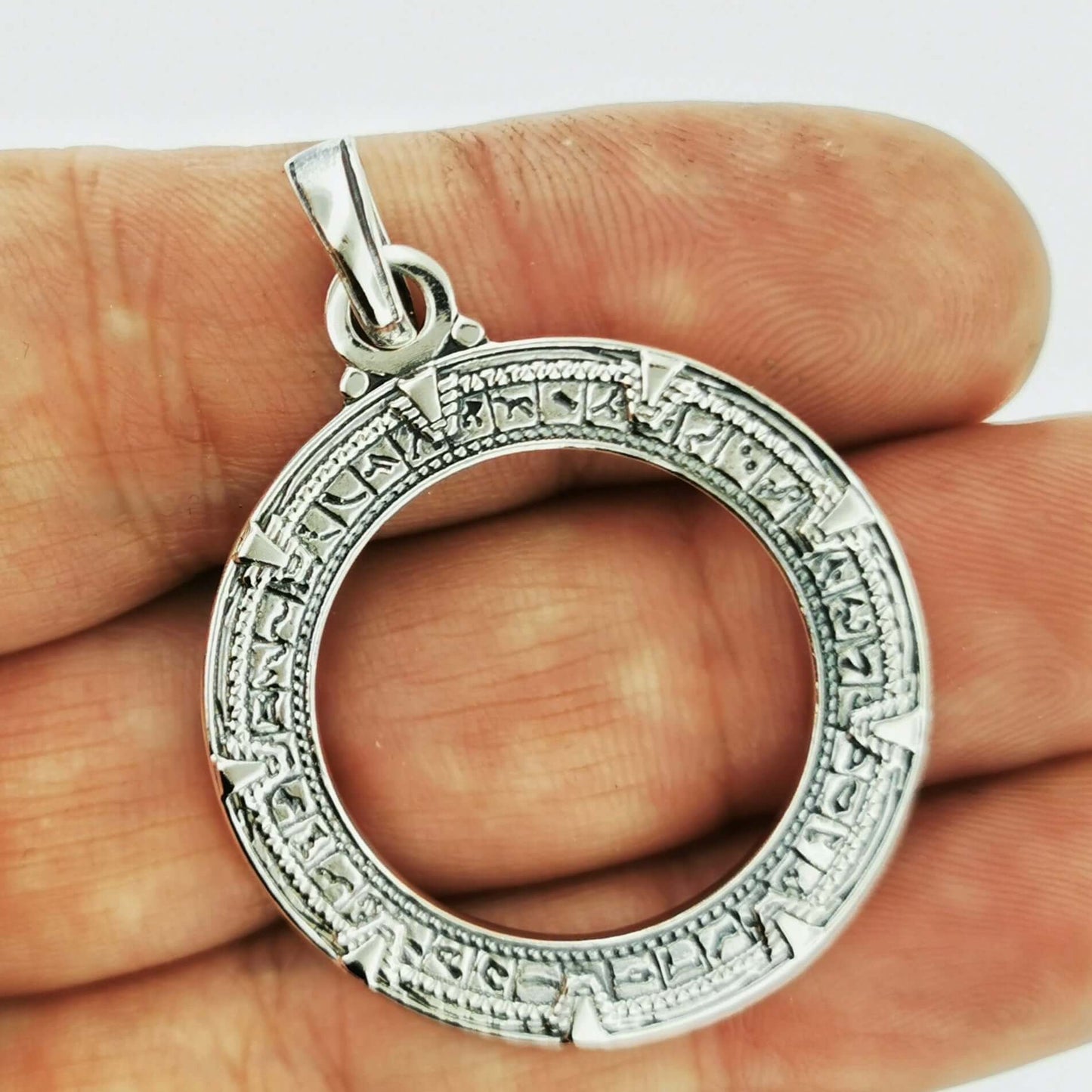 Earth Stargate Pendant in Sterling Silver or Antique Bronze - Le Dragon Argenté