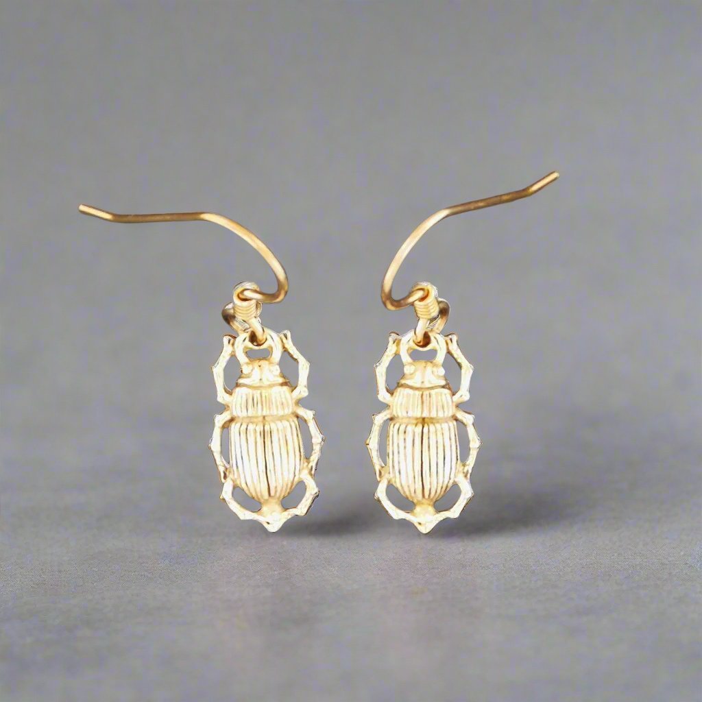 Egyptian Scarab Charm Earrings - Le Dragon Argenté