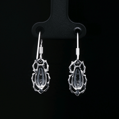 Egyptian Scarab Charm Earrings In Sterling Silver - Le Dragon Argenté