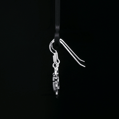 Egyptian Scarab Charm Earrings In Sterling Silver - Le Dragon Argenté