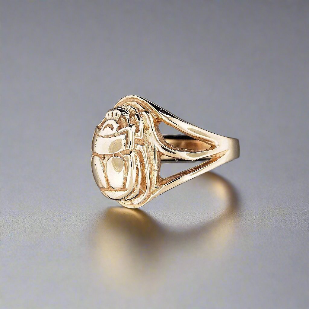 Egyptian Scarab Ring in Sterling Silver or Antique Bronze - Le Dragon Argenté