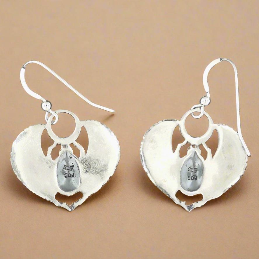 Egyptian Winged Scarab Earrings in Sterling Silver or Antique Bronze - Le Dragon Argenté