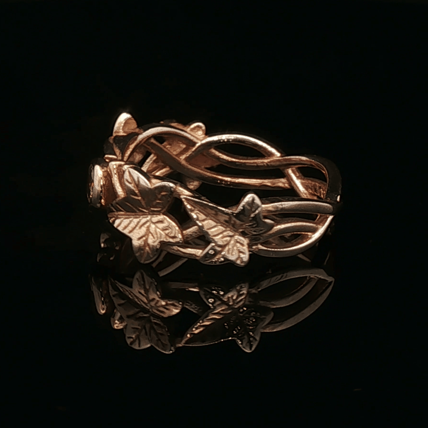 Elven Ivy Leaf Birthstone Ring – Fantasy Vine Band with CZ - Le Dragon Argenté - birthstone Option - birthstone rings - elven flower ring
