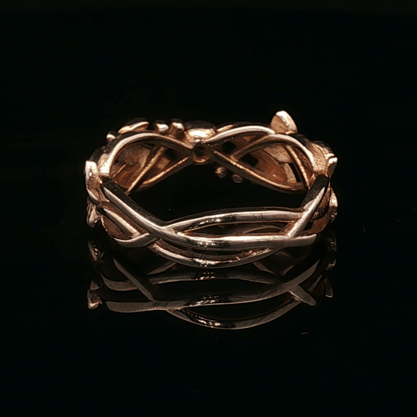 Elven Ivy Leaf Birthstone Ring – Fantasy Vine Band with CZ - Le Dragon Argenté - birthstone Option - birthstone rings - elven flower ring