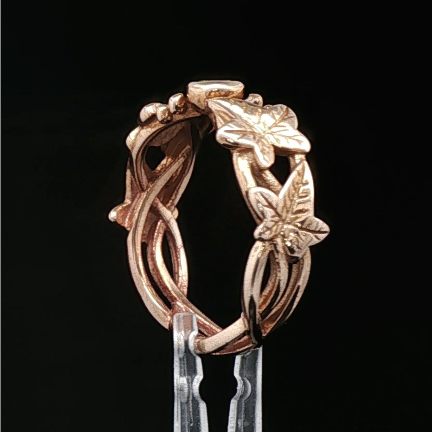 Elven Ivy Leaf Birthstone Ring – Fantasy Vine Band with CZ - Le Dragon Argenté - birthstone Option - birthstone rings - elven flower ring