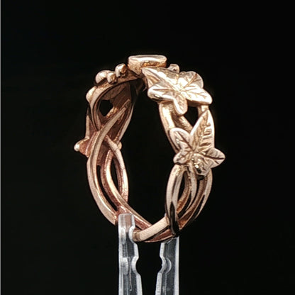 Elven Ivy Leaf Birthstone Ring – Fantasy Vine Band with CZ - Le Dragon Argenté - birthstone Option - birthstone rings - elven flower ring