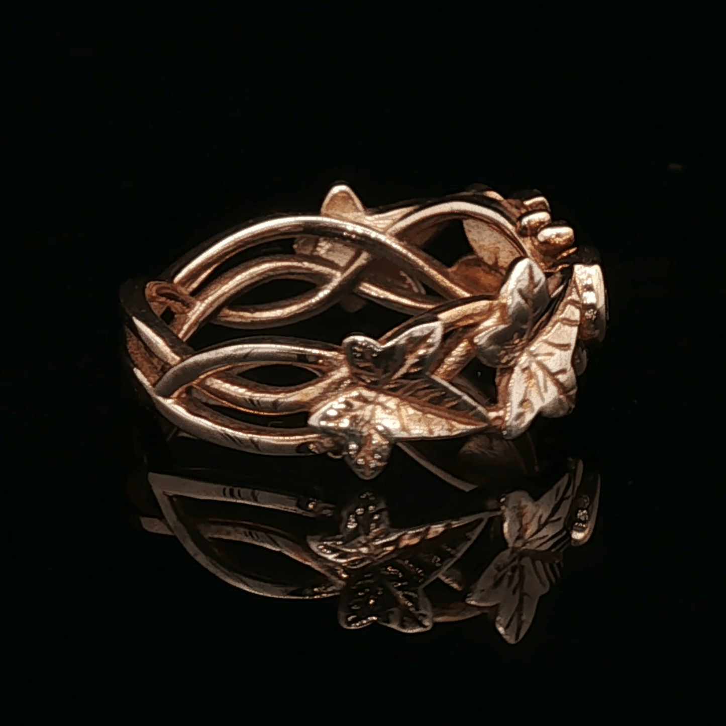 Elven Ivy Leaf Birthstone Ring – Fantasy Vine Band with CZ - Le Dragon Argenté - birthstone Option - birthstone rings - elven flower ring