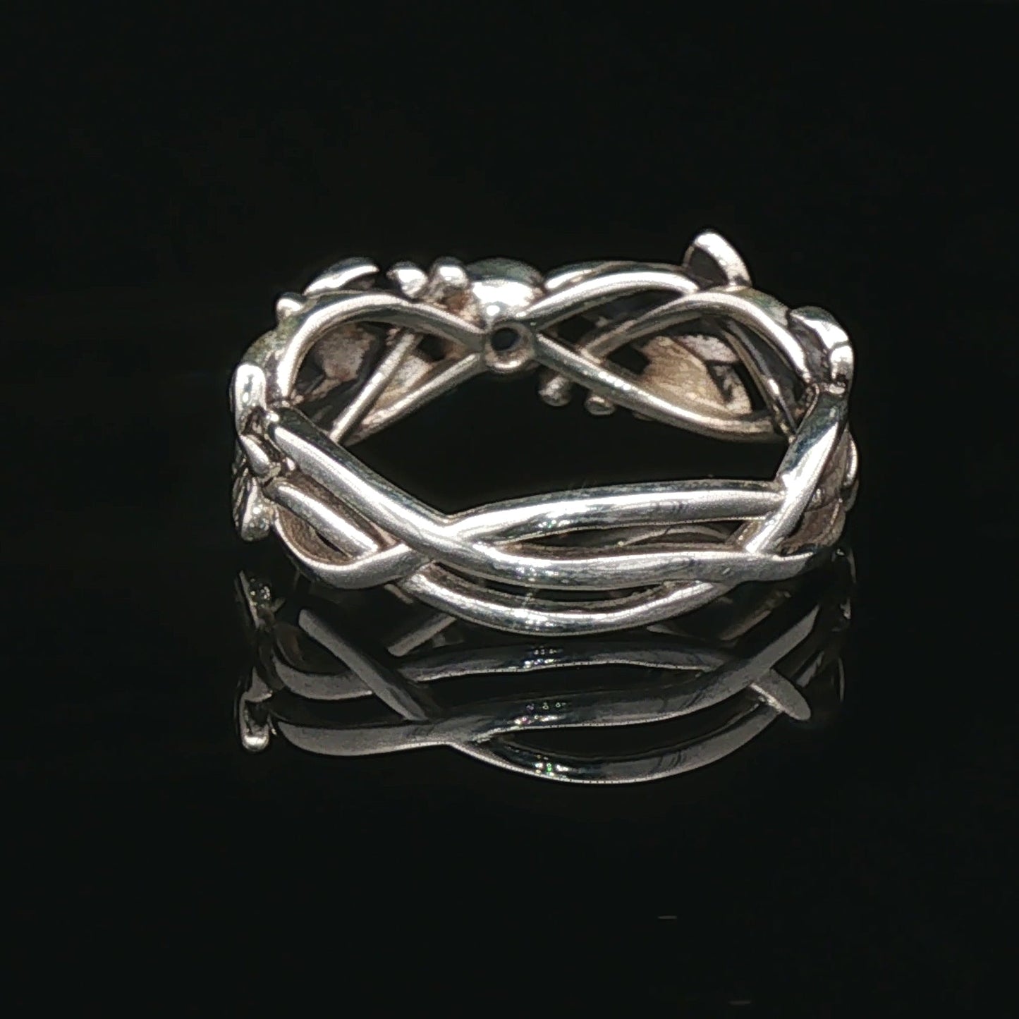 Elven Ivy Leaf Birthstone Ring – Fantasy Vine Band with CZ - Le Dragon Argenté - birthstone Option - birthstone rings - elven flower ring