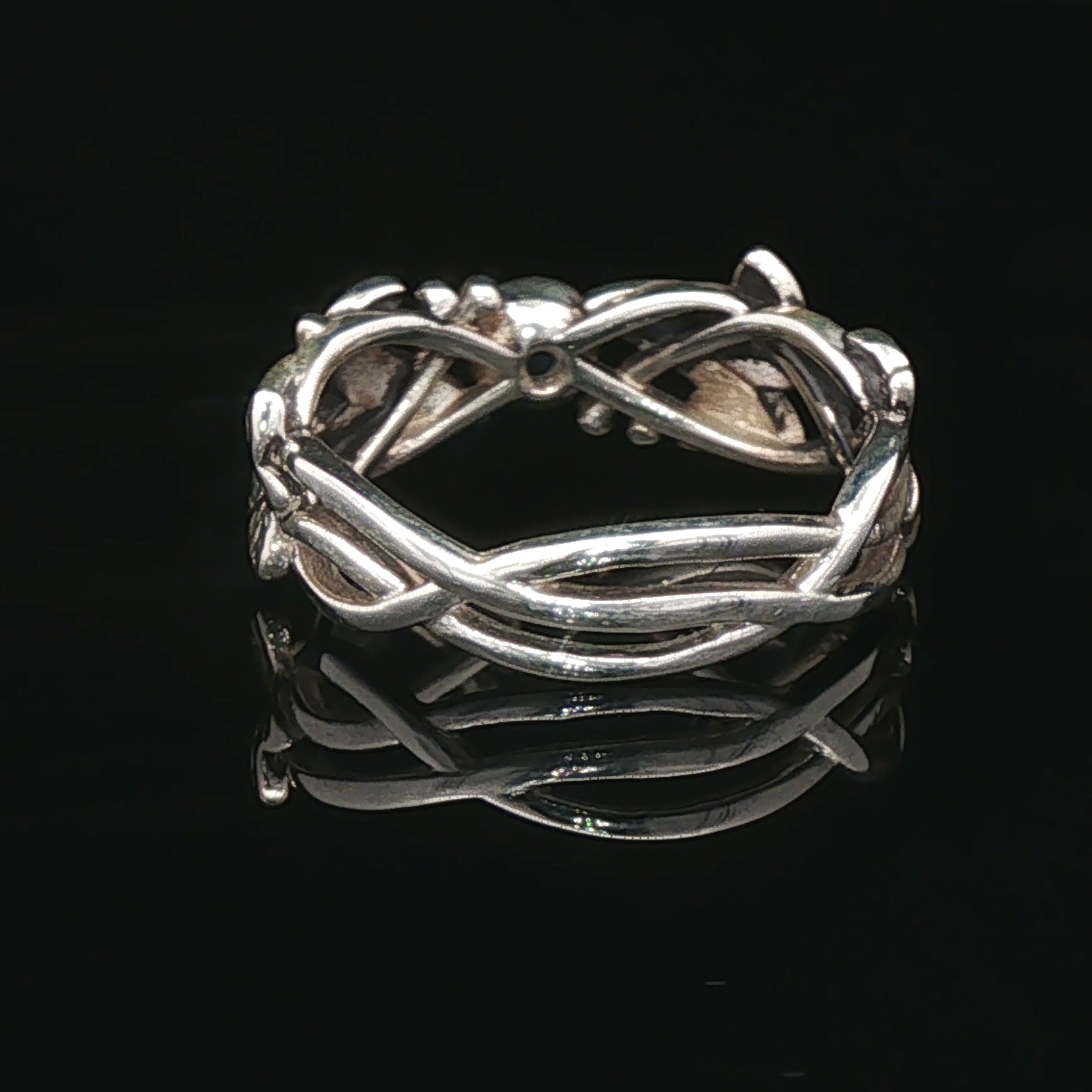 Elven Ivy Leaf Birthstone Ring – Fantasy Vine Band with CZ - Le Dragon Argenté - birthstone Option - birthstone rings - elven flower ring