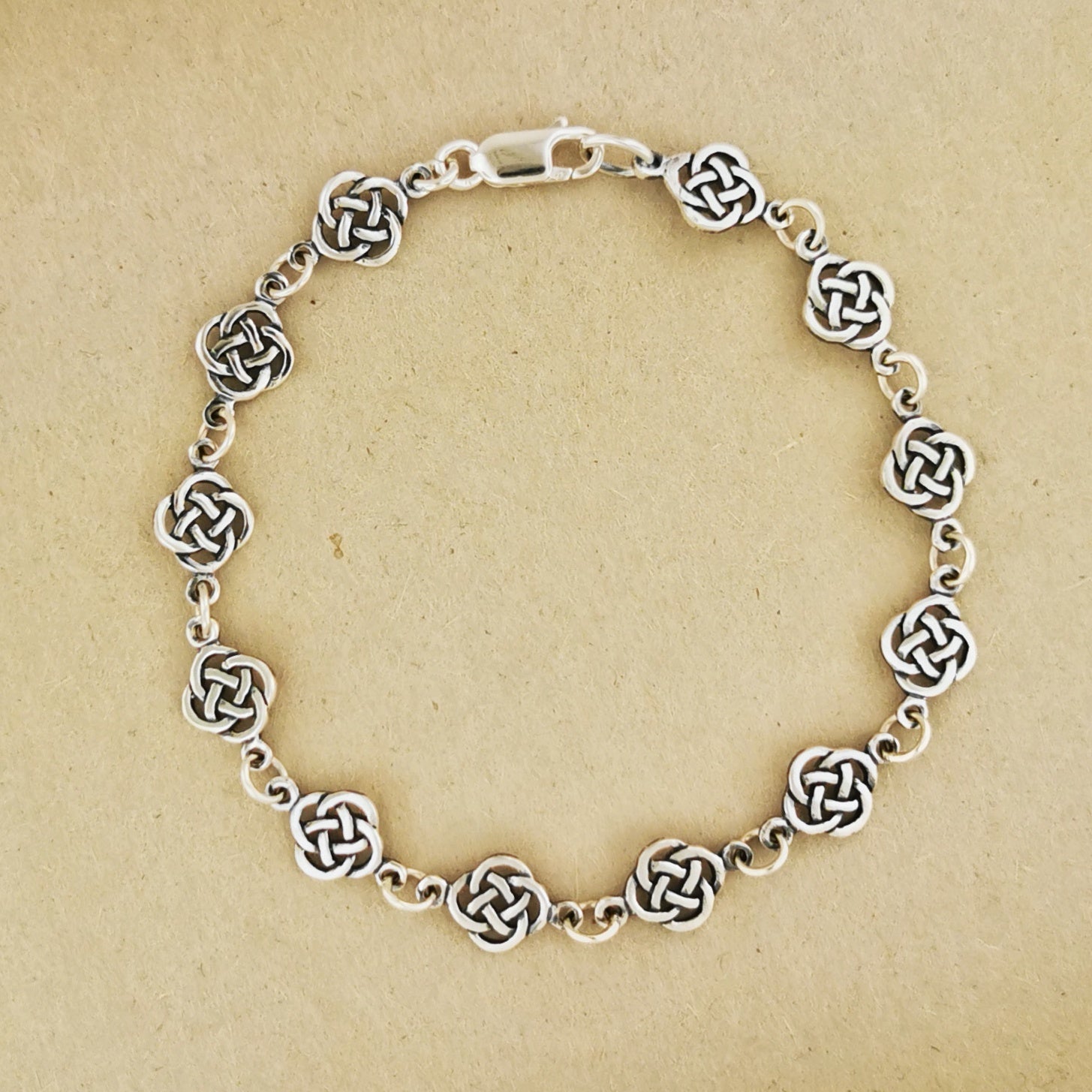 Endless Knot Bracelet in Sterling Silver or Antique Bronze - Le Dragon Argenté