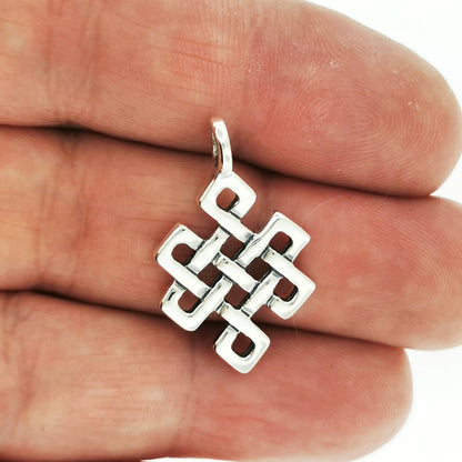 Endless Knot Pendant in Sterling Silver or Antique Bronze - Le Dragon Argenté