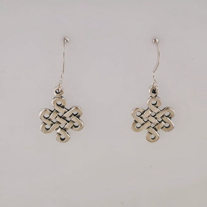 Small Endless Knot Earrings in Sterling Silver, Eternal knot Earrings, Shrivatsa Knot Earrings, Celtic Knot Earrings, Silver Endless Knot Earrings, Small Knot Earrings In Silver, Celtic Knot Earrings, Celtic Silver Jewellery