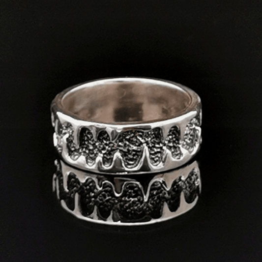 Etched Design Sterling Silver Band, size 8.5 - Le Dragon Argenté - Live Sale - 
