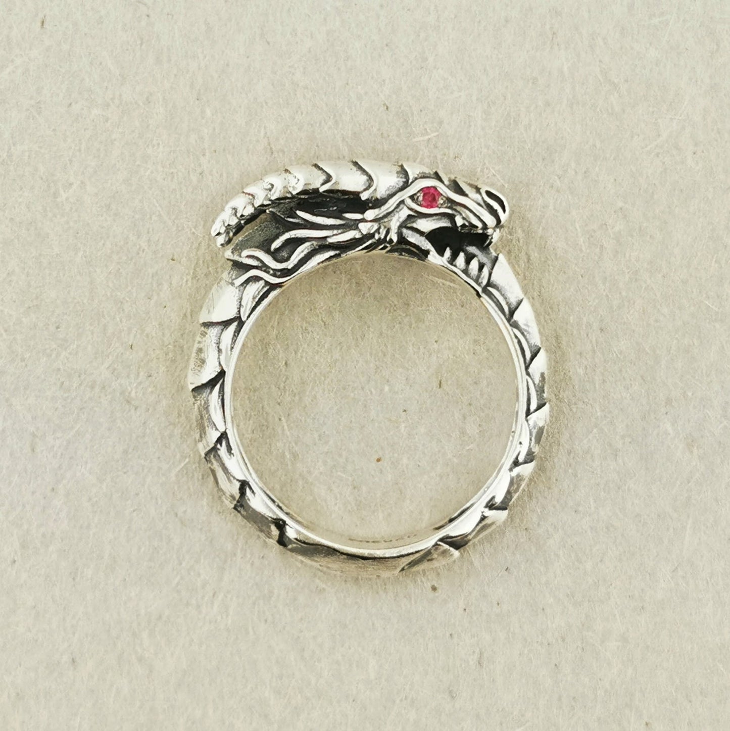 Eternal Dragon Ring With CZ Eyes - Le Dragon Argenté