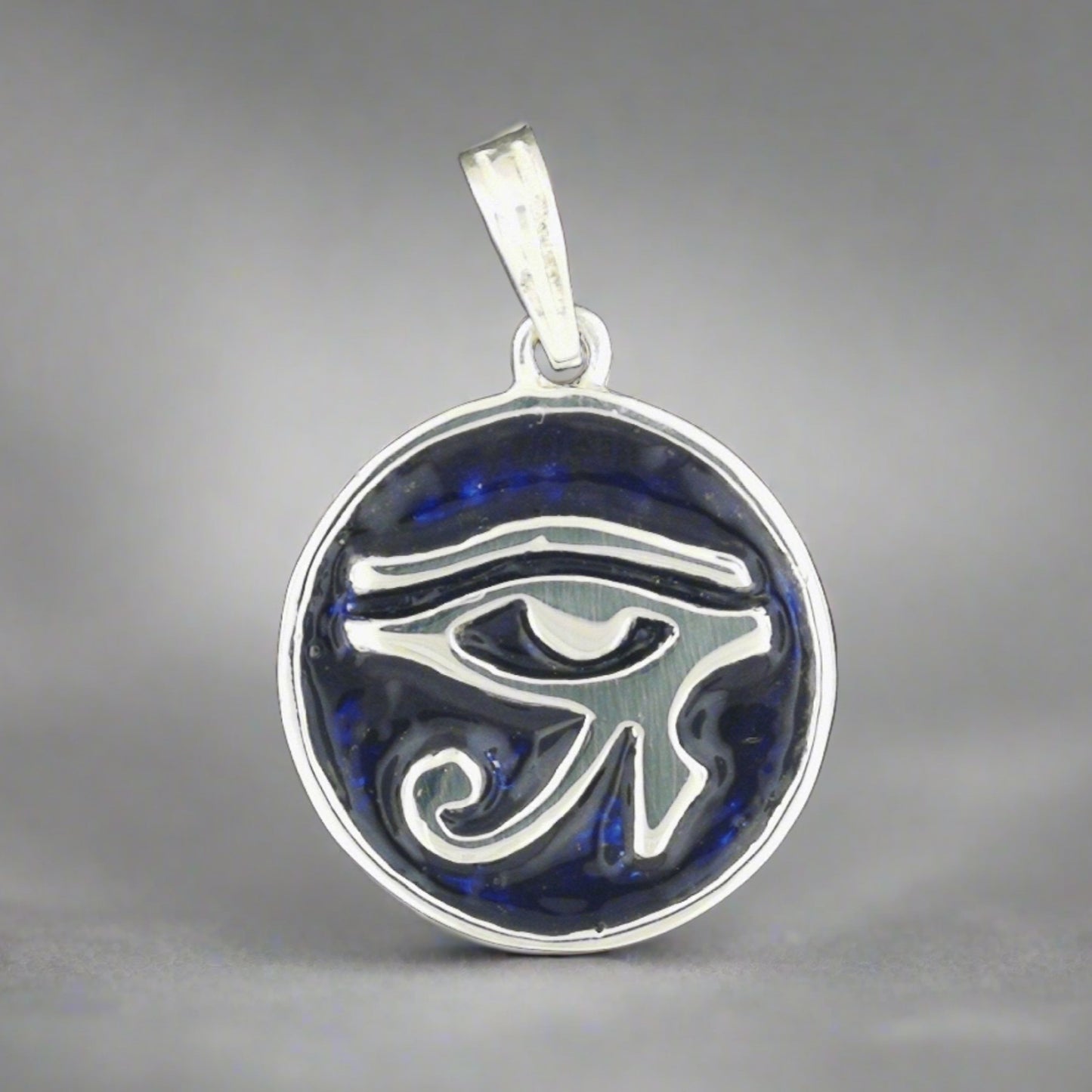 Eye of Horus Medallion in Sterling Silver, Eye of Ra Pendant, Ancient Egyptian Style Pendant, Horus Amulet, Silver Egyptian Pendant, Silver Eye Of Ra, Ancient Egyptian Pendant, Silver Eye Of Horus Pendant, Sterling Silver Egyptian Medallion