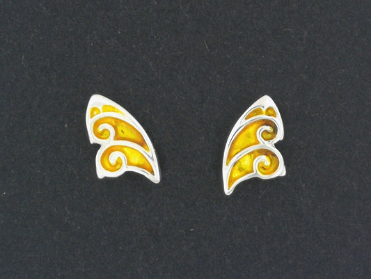 Fairy Butterfly Wing Stud Earrings in Sterling Silver - Le Dragon Argenté