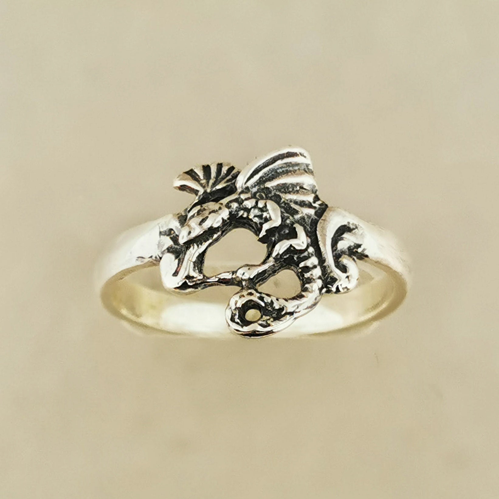 Fairy Dragon Ring in 925 Sterling Silver or Antique Bronze - Le Dragon Argenté