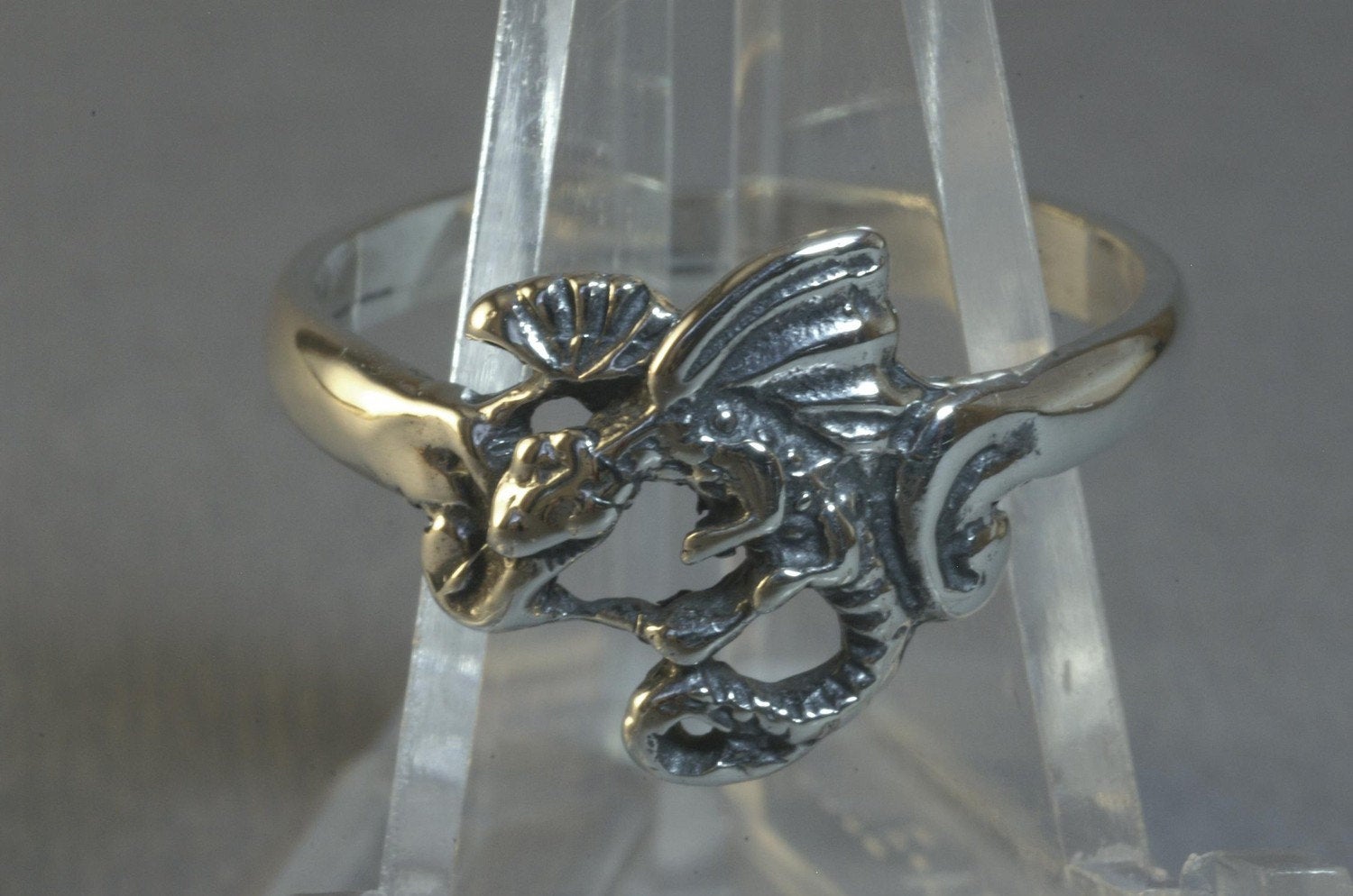 Fairy Dragon Ring in 925 Sterling Silver or Antique Bronze - Le Dragon Argenté