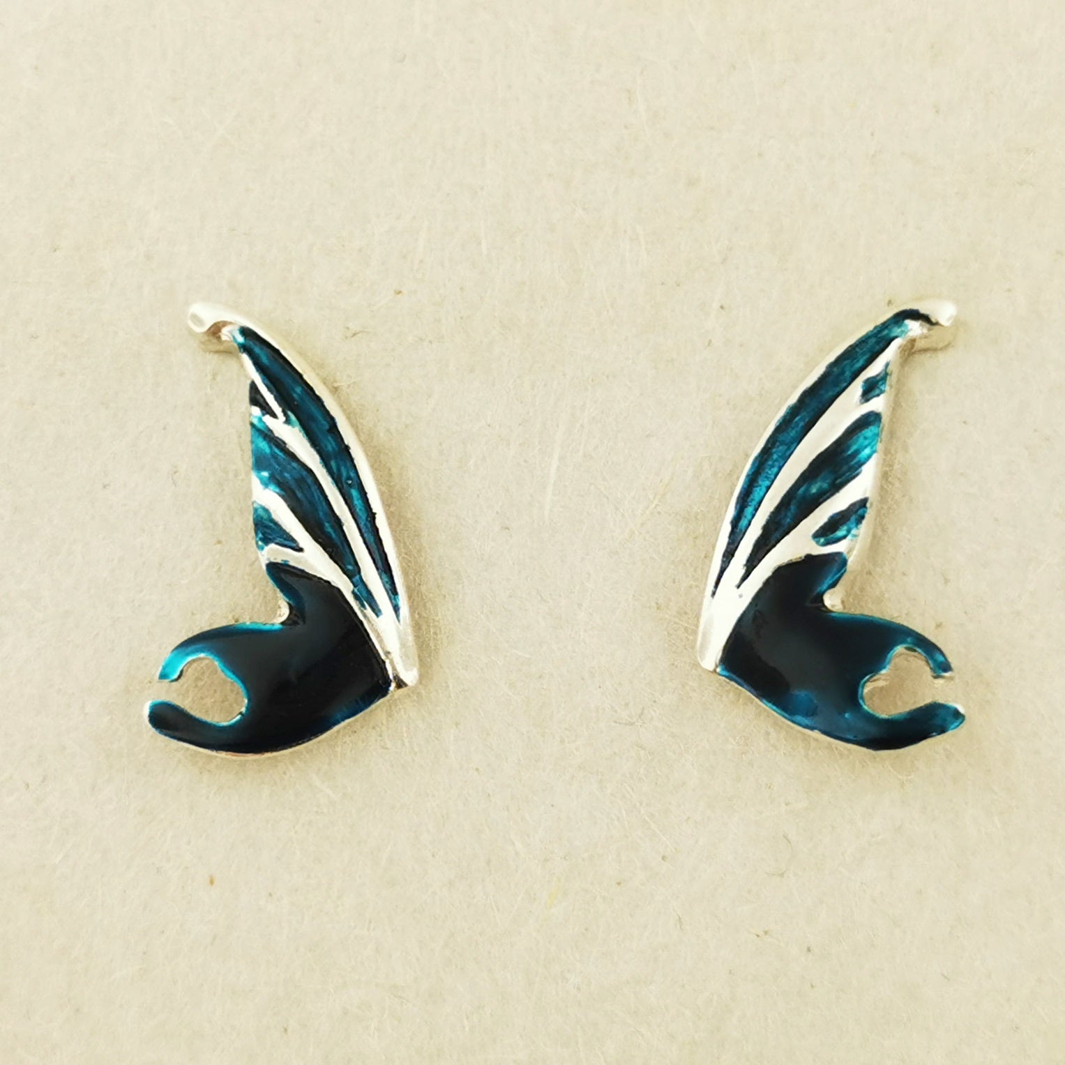 Fairy Wing Stud Earrings in 925 Sterling Silver - Le Dragon Argenté - .925 silver earrings - .925 sterling silver Earrings - 925 silver fairy