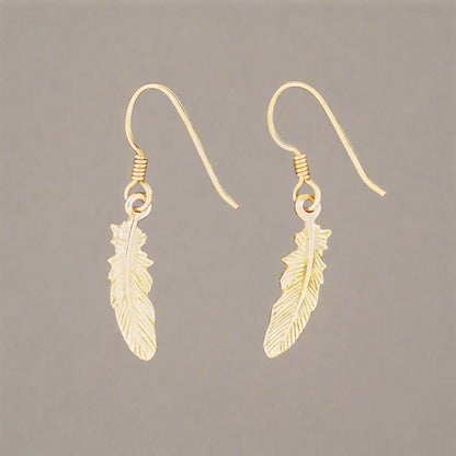 Feather Charm Earrings in Sterling Silver or Antique Bronze - Le Dragon Argenté