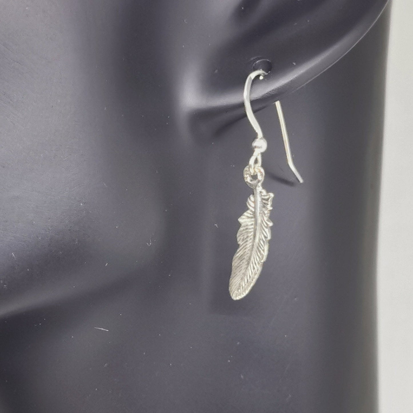 Feather Charm Earrings in Sterling Silver or Antique Bronze - Le Dragon Argenté