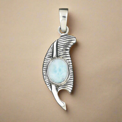 Feather of Ma'at Pendant in Sterling Silver with Gemstone - Le Dragon Argenté