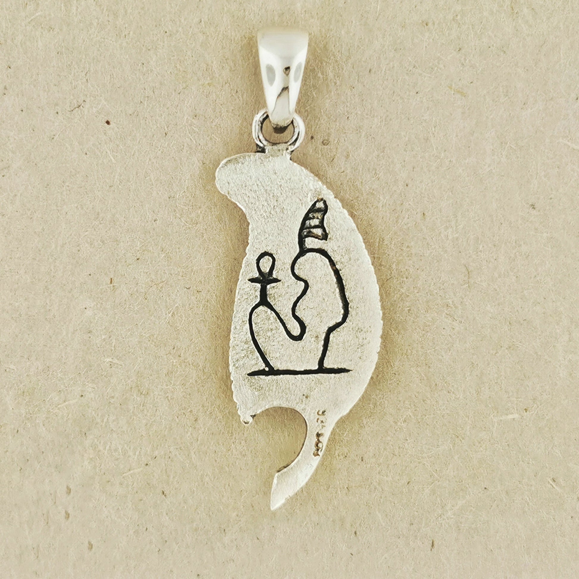 Feather of Ma'at Pendant in Sterling Silver with Gemstone - Le Dragon Argenté