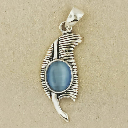 Feather of Ma'at Pendant in Sterling Silver with Gemstone - Le Dragon Argenté