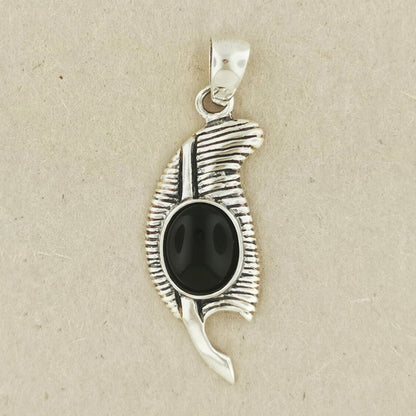 Feather of Ma'at Pendant in Sterling Silver with Gemstone - Le Dragon Argenté