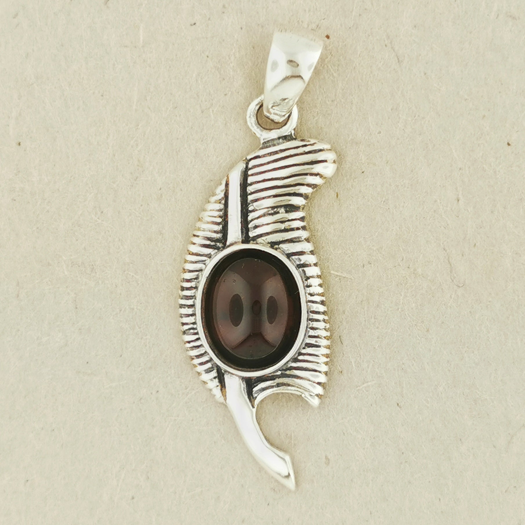 Feather of Ma'at Pendant in Sterling Silver with Gemstone - Le Dragon Argenté