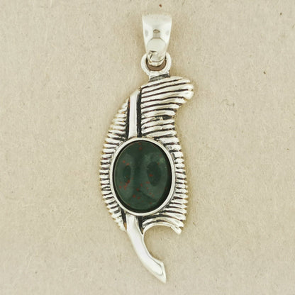 Feather of Ma'at Pendant in Sterling Silver with Gemstone - Le Dragon Argenté