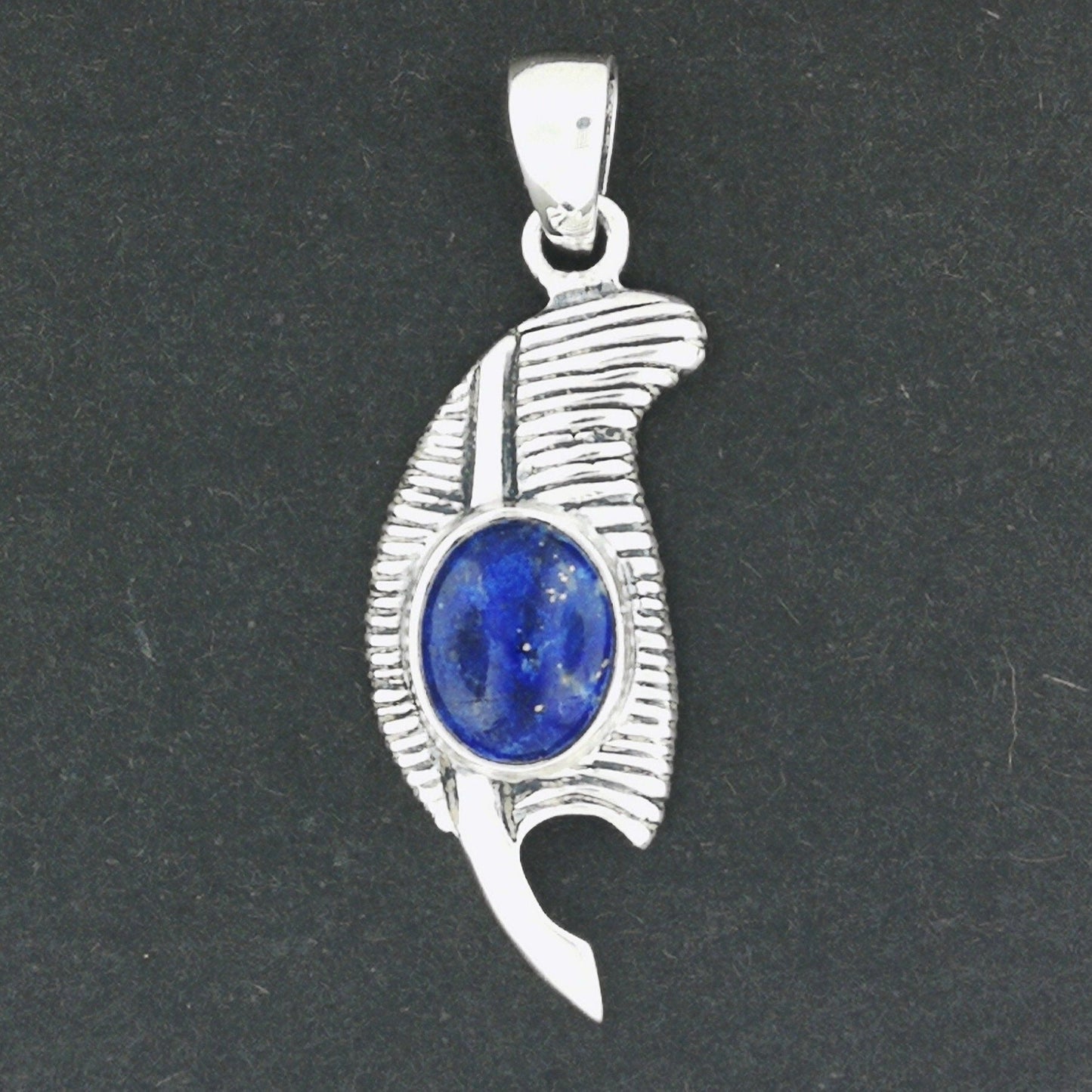 Feather of Ma'at Pendant in Sterling Silver with Gemstone - Le Dragon Argenté