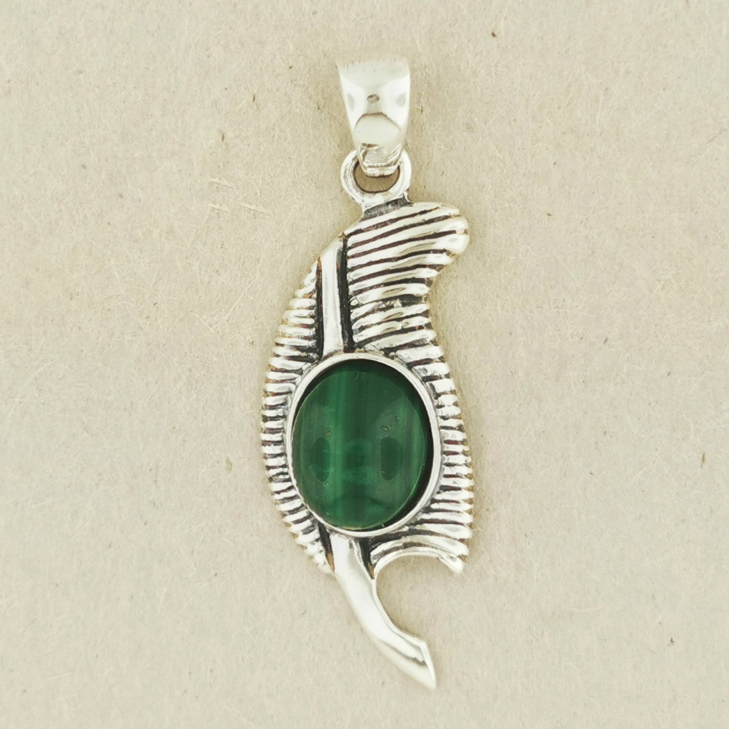 Feather of Ma'at Pendant in Sterling Silver with Gemstone - Le Dragon Argenté