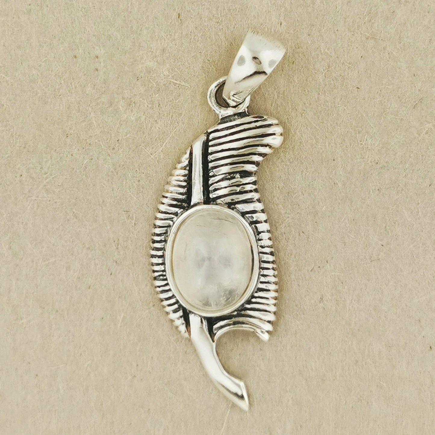 Feather of Ma'at Pendant in Sterling Silver with Gemstone - Le Dragon Argenté