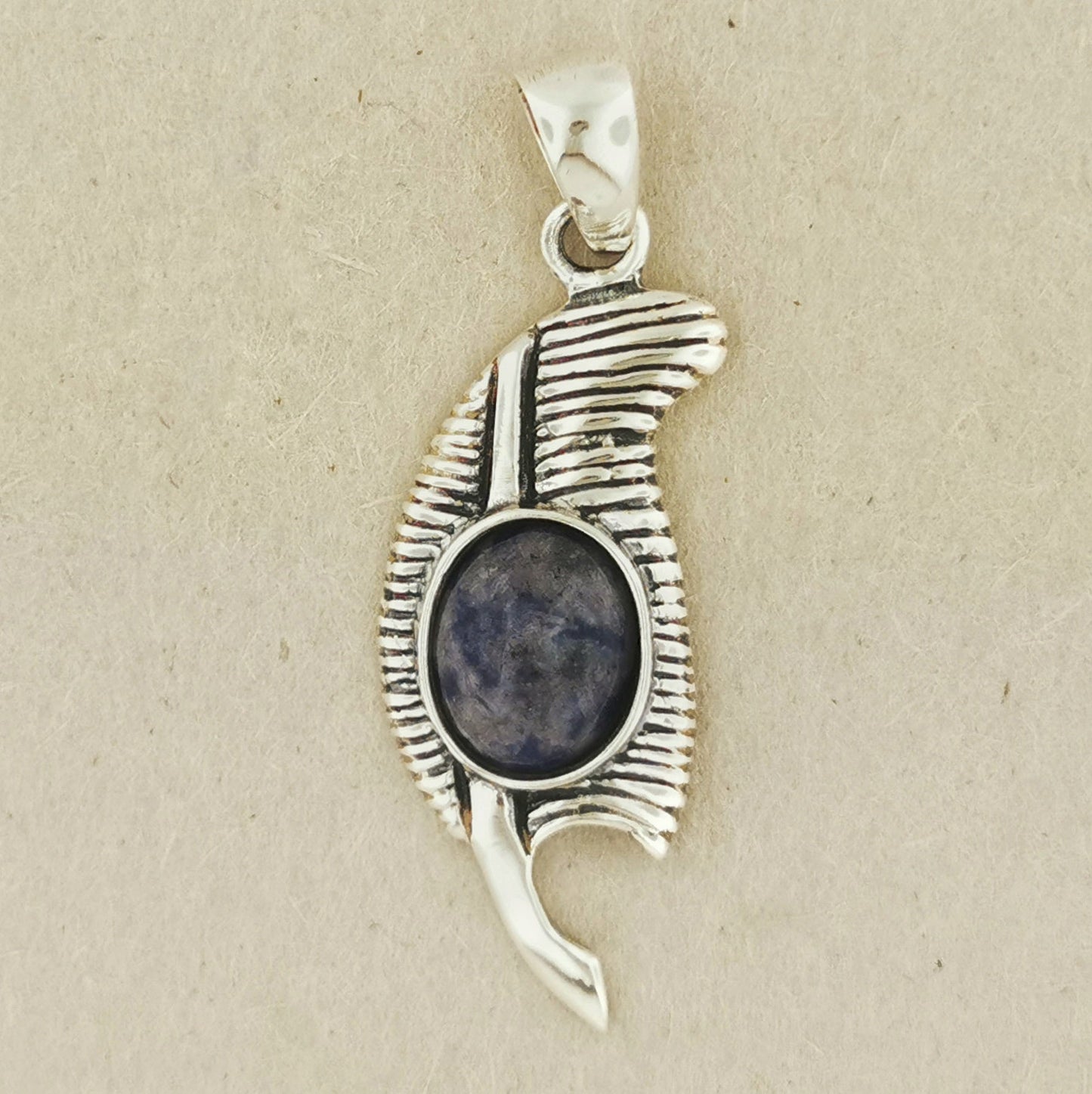 Feather of Ma'at Pendant in Sterling Silver with Gemstone - Le Dragon Argenté