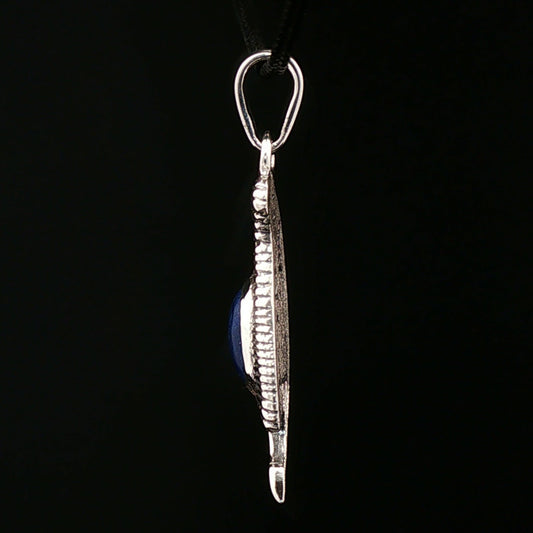 Feather of Ma'at Pendant in Sterling Silver with Gemstone - Le Dragon Argenté